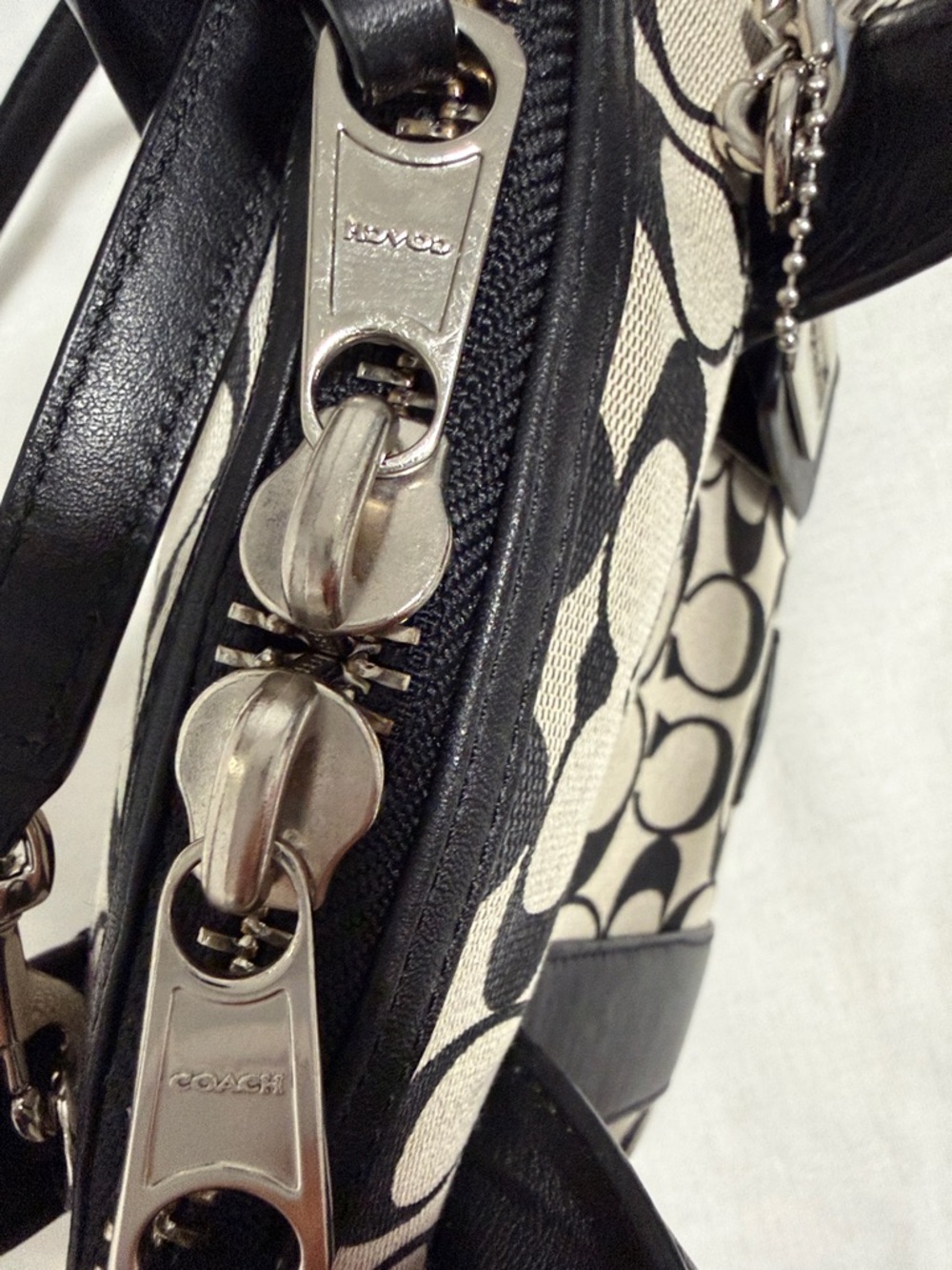 Coach Bleecker Preston Satchel Black and Cream Signature #A1461-30167 - Picture 9 of 16